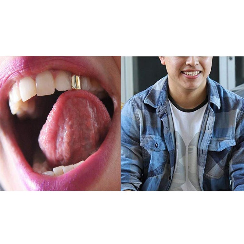 Comidox 3Pcs Gold Plated Hip Hop Single Teeth Grillz Caps Top Bottom Dental Grill - Image 5